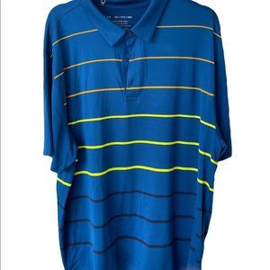 REDUCED: Under Armour UPF Golf Polo Blue & Bold Stripes  size 2XL, NWT